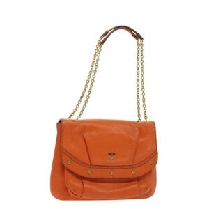 MCM Vibrant Orange Shoulder Bag with Gold Chain